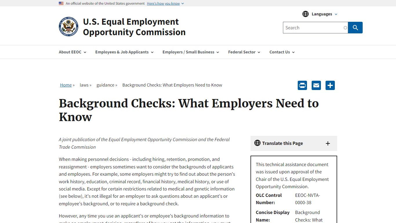 Background Checks: What Employers Need to Know - US EEOC